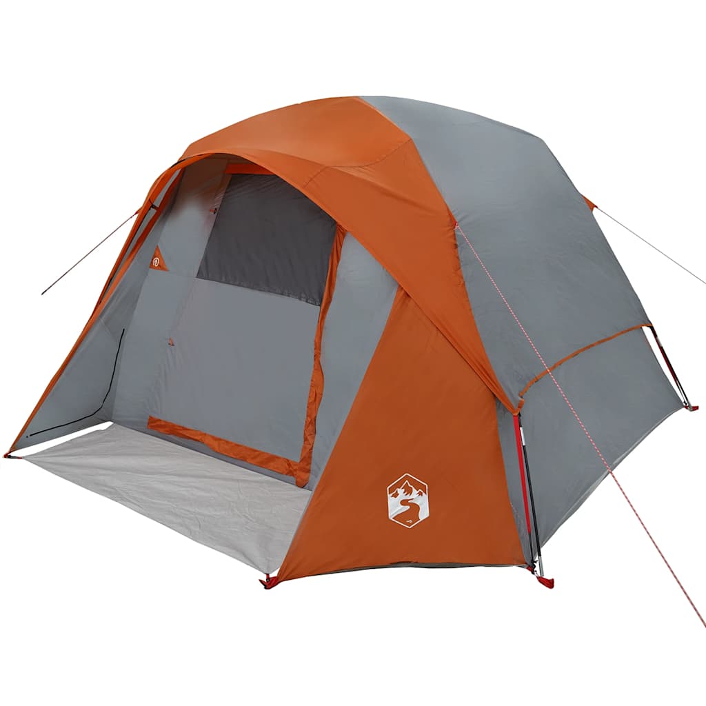 Campingtelt 4 Personer Grå Og Oransje Vanntett