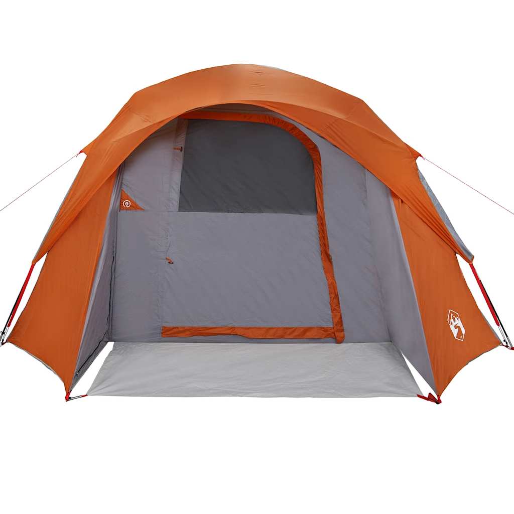 Campingtelt 4 Personer Grå Og Oransje Vanntett