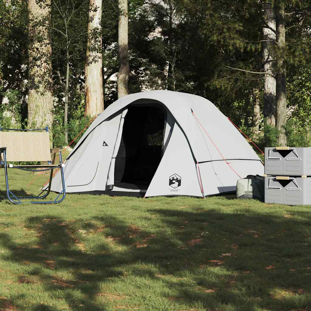 Campingtelt Hytte 4 Personer Hvit Blendingsstoff Vanntett