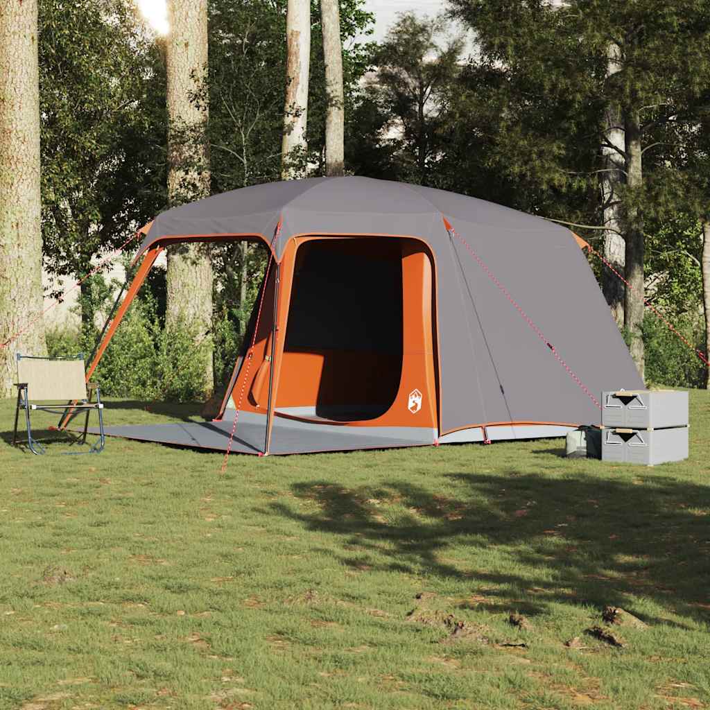 Campingtelt Med Verandakuppel 5 Personer Grå Oransje Vanntett
