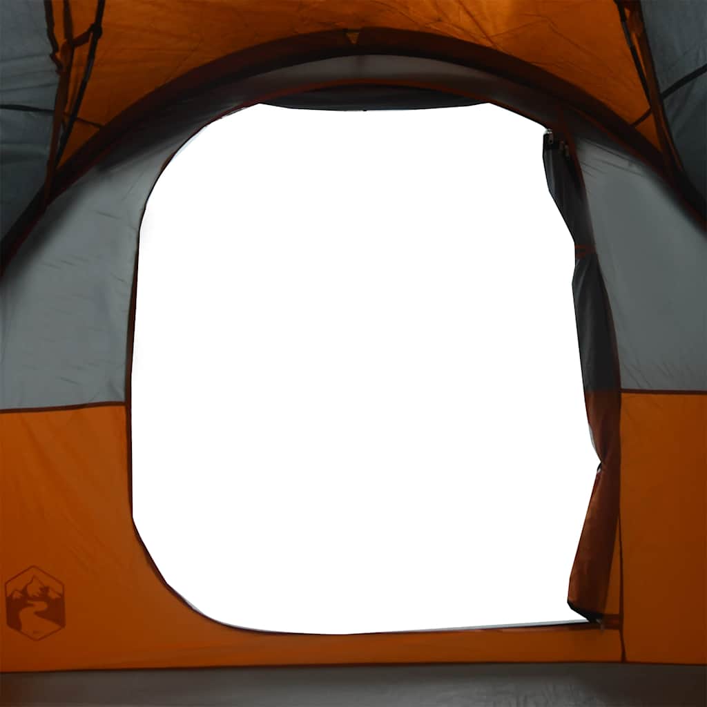 Campingtelt Med Verandakuppel 5 Personer Grå Oransje Vanntett