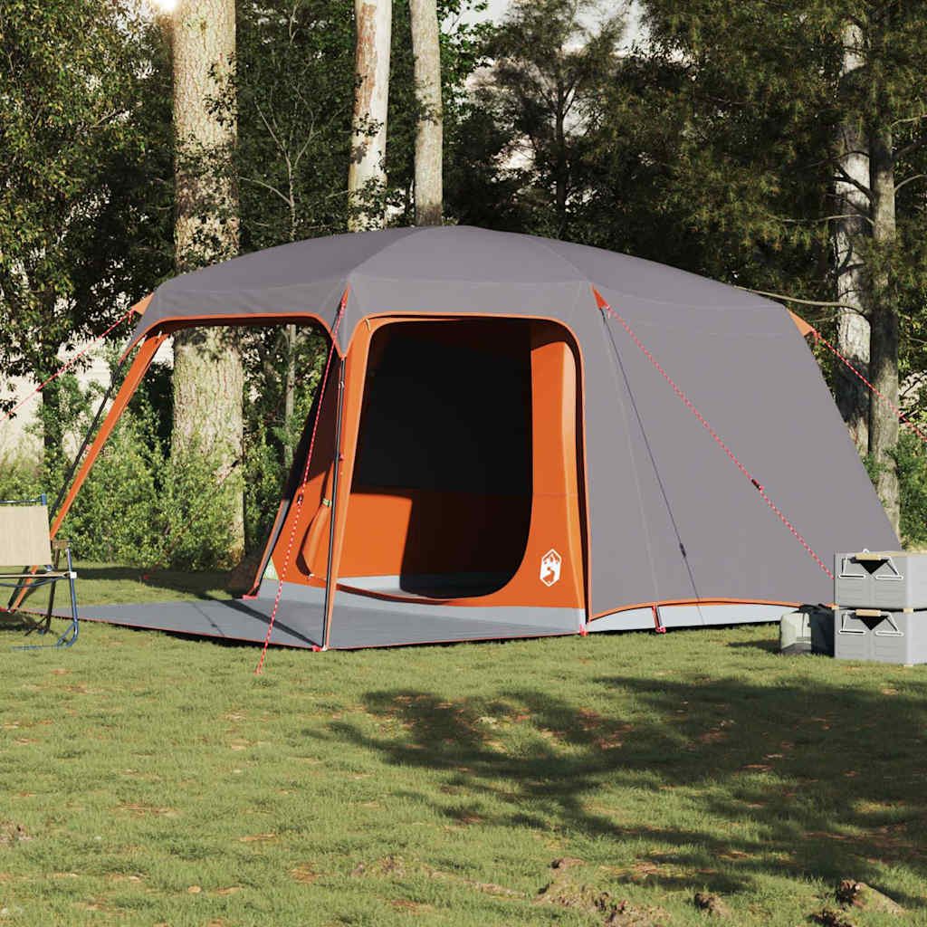 Campingtelt Med Verandakuppel 5 Personer Grå Oransje Vanntett