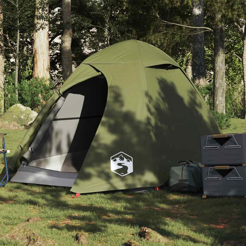 Kuppeltelt For Camping 2 Personer Olivengrønn Vanntett