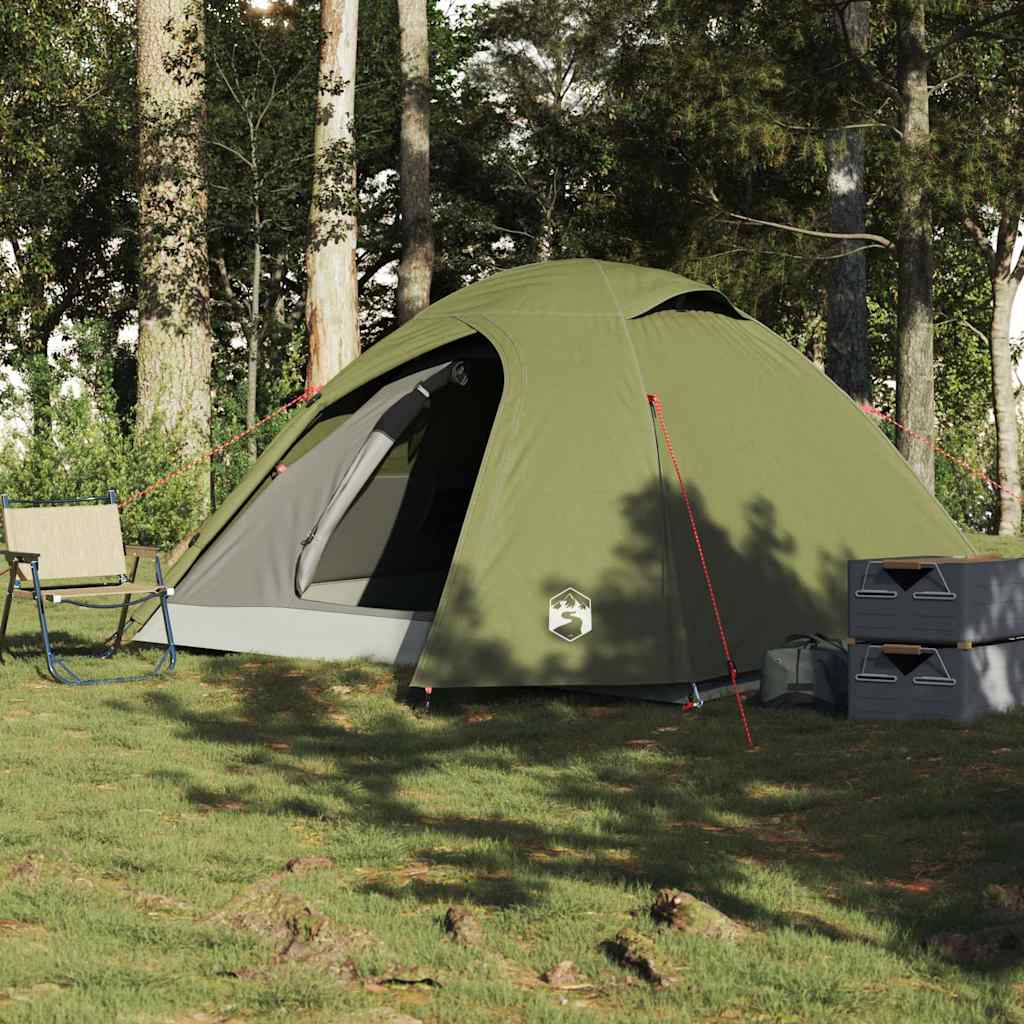 Kuppeltelt For Camping 3 Personer Olivengrønn Vanntett