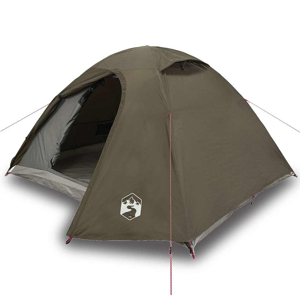 Kuppeltelt For Camping 3 Personer Brun Vanntett
