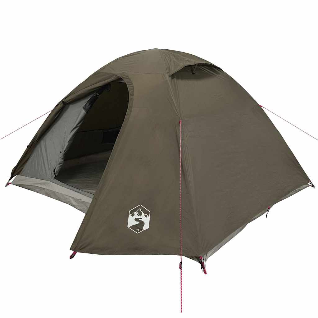 Kuppeltelt For Camping 3 Personer Brun Vanntett