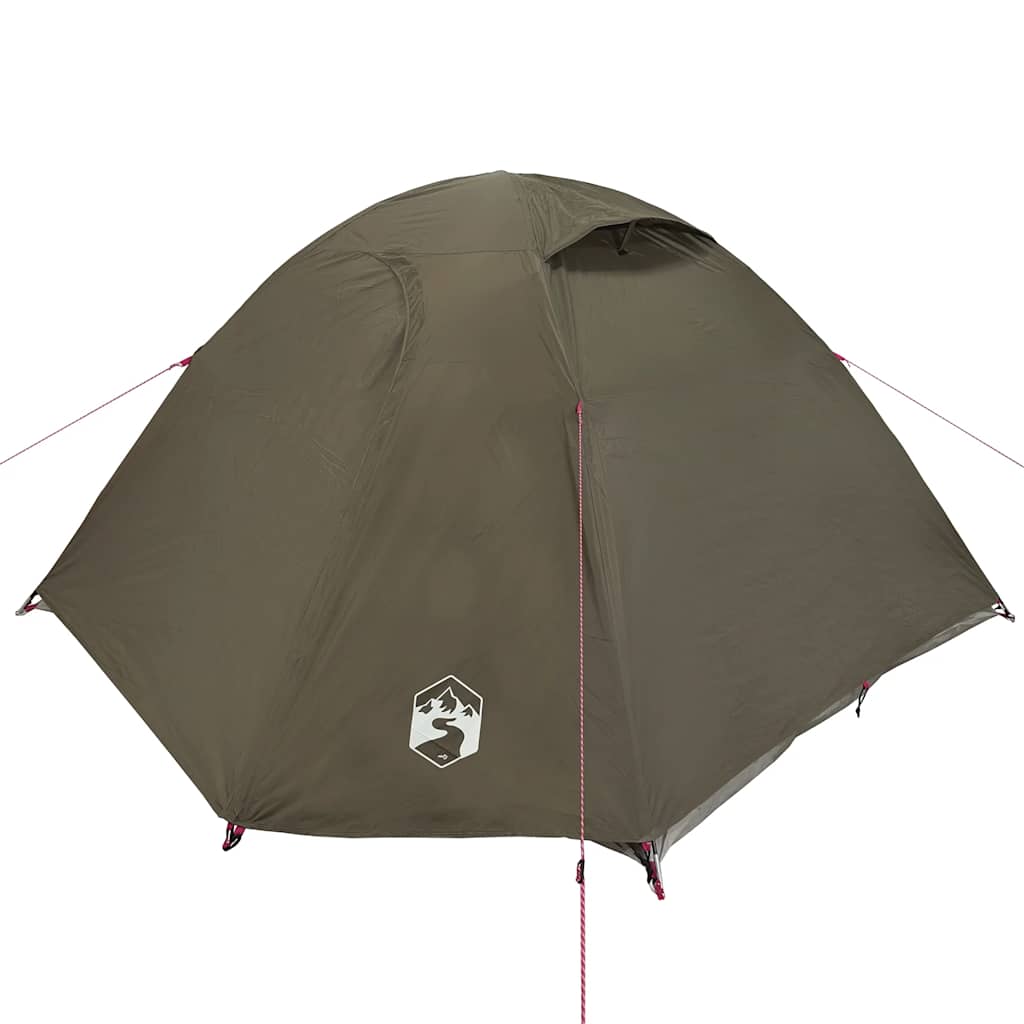 Kuppeltelt For Camping 3 Personer Brun Vanntett