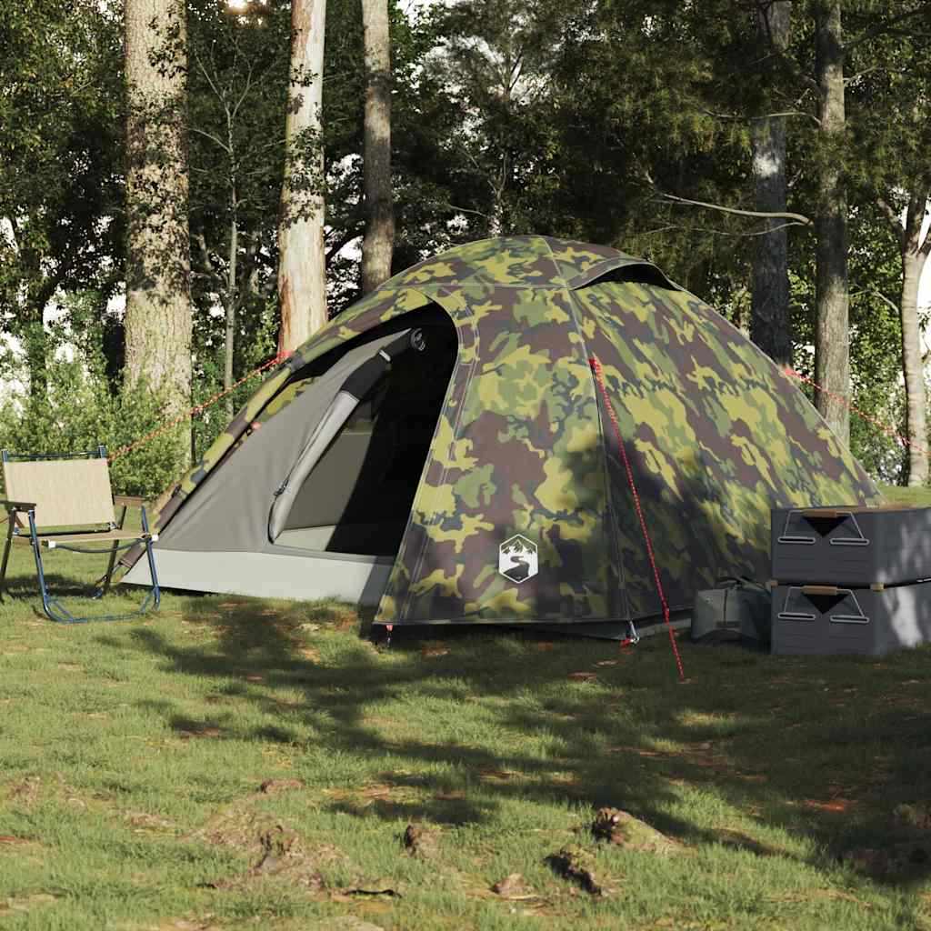 Kuppeltelt For Camping 3 Personer Kamuflasje Vanntett