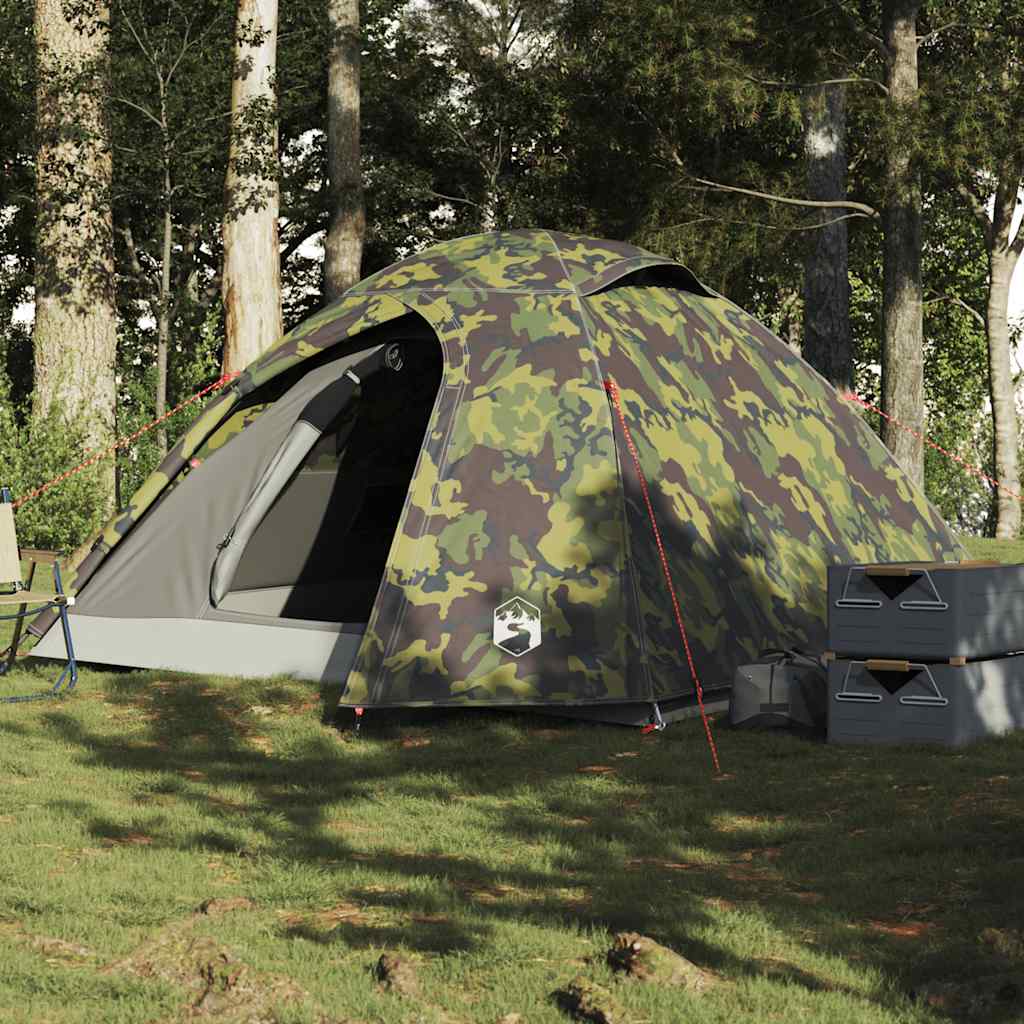 Kuppeltelt For Camping 3 Personer Kamuflasje Vanntett