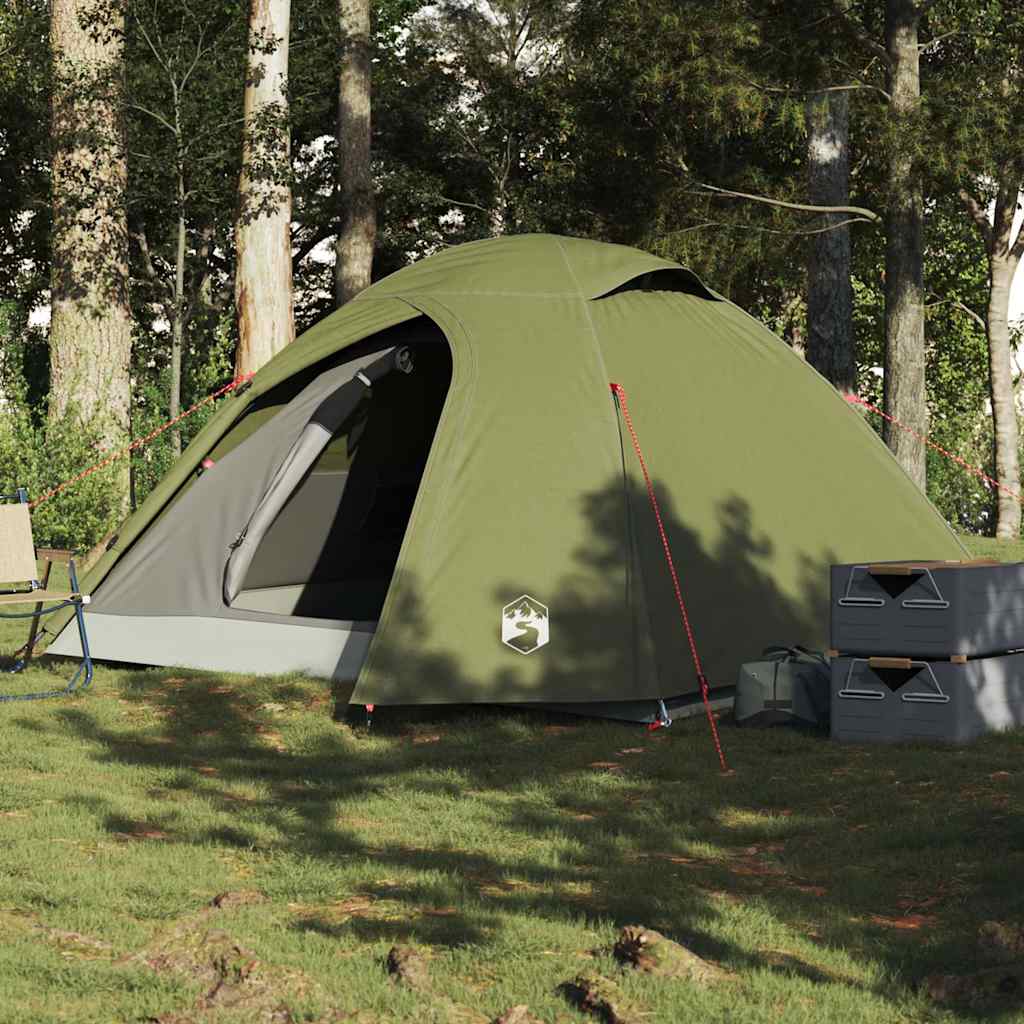 Kuppeltelt For Camping 4 Personer Olivengrønn Vanntett