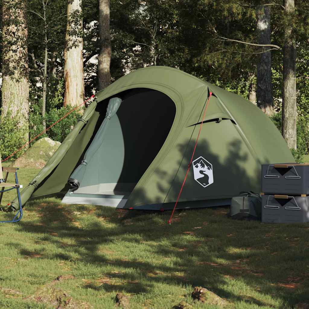 Tunneltelt For Camping 3 Personer Olivengrønn Vanntett