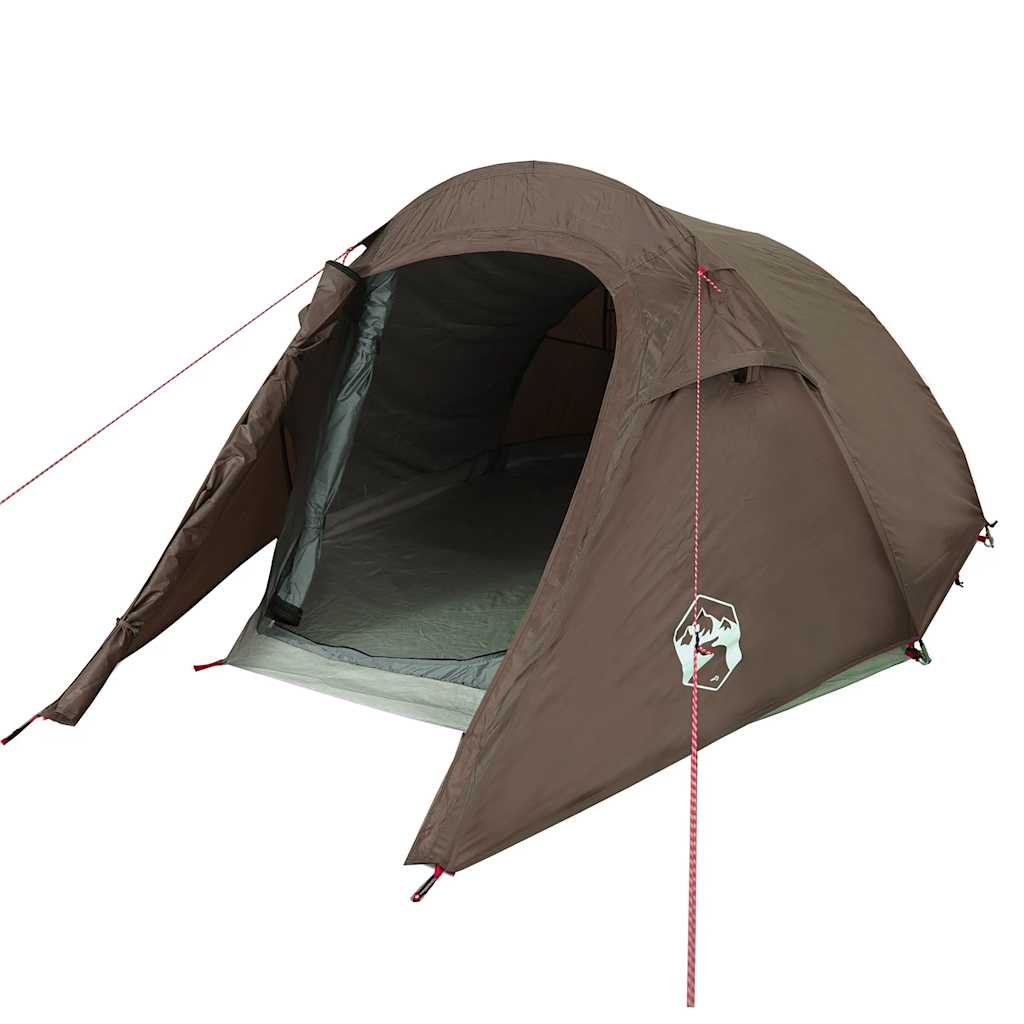 Tunneltelt For Camping 3 Personer Brun Vanntett
