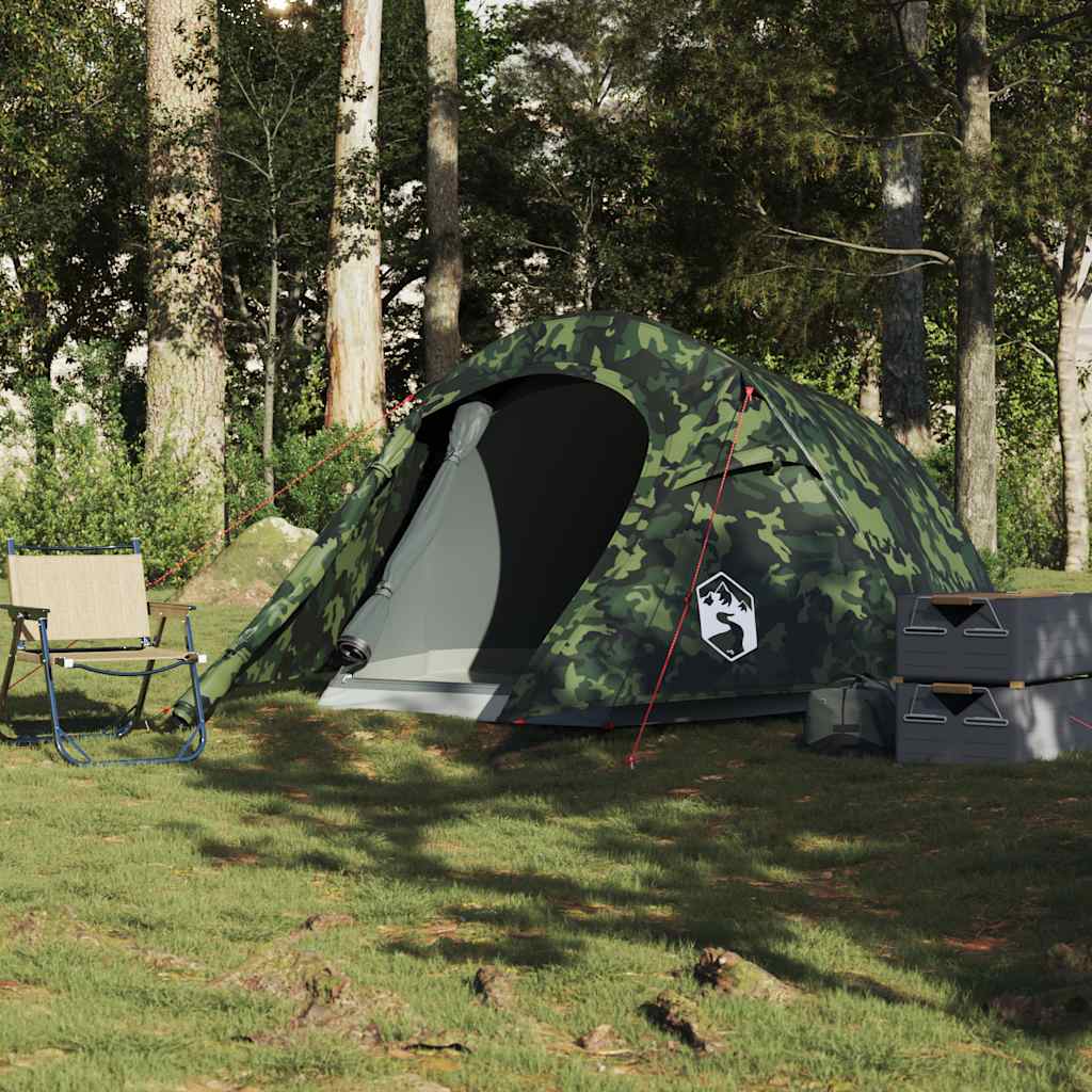 Tunneltelt For Camping 2 Personer Kamuflasje Vanntett