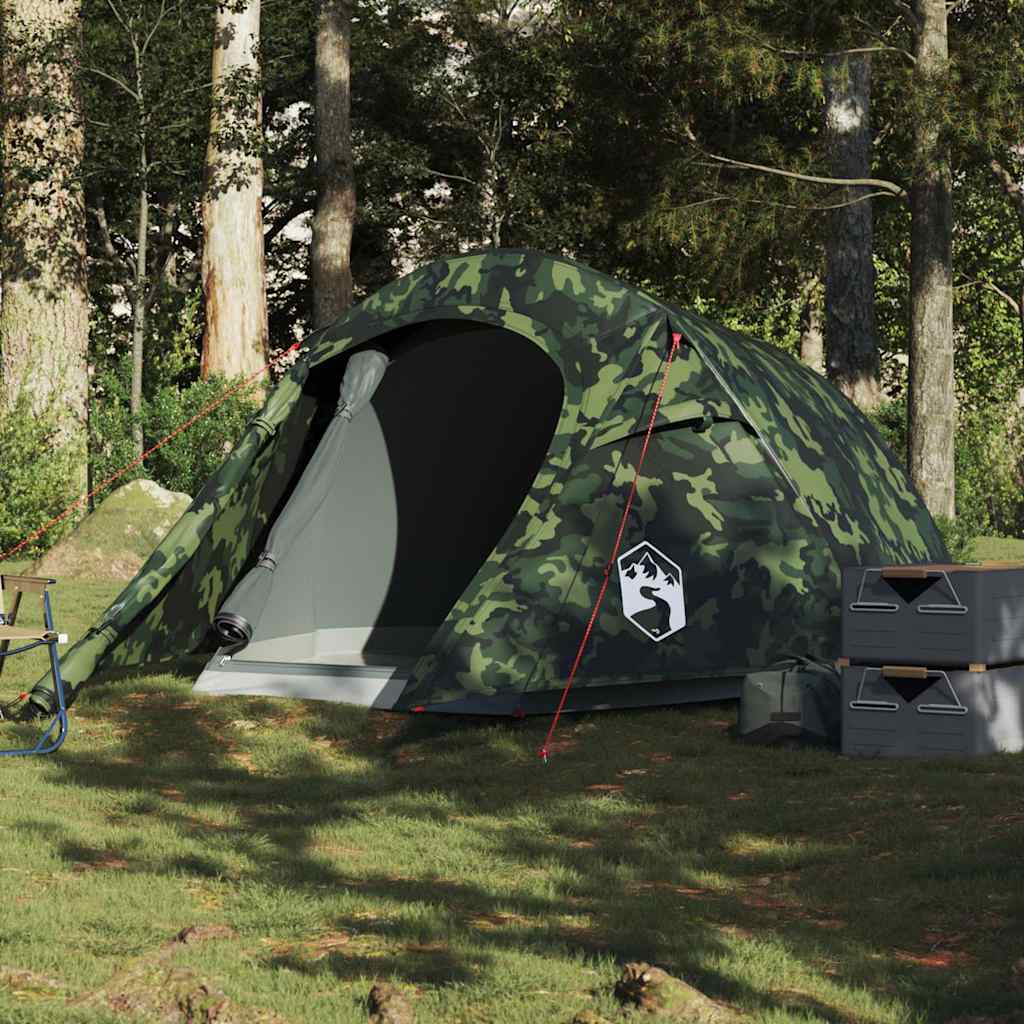 Tunneltelt For Camping 2 Personer Kamuflasje Vanntett