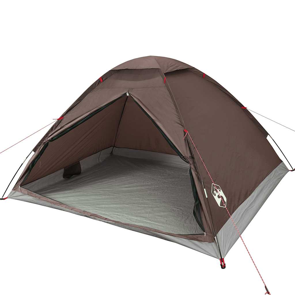 Kuppeltelt For Camping 4 Personer Brun Vanntett