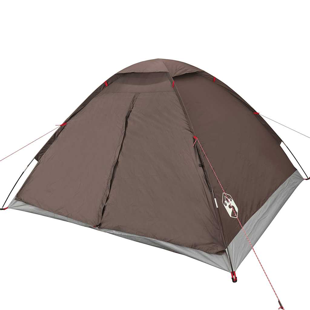 Kuppeltelt For Camping 4 Personer Brun Vanntett
