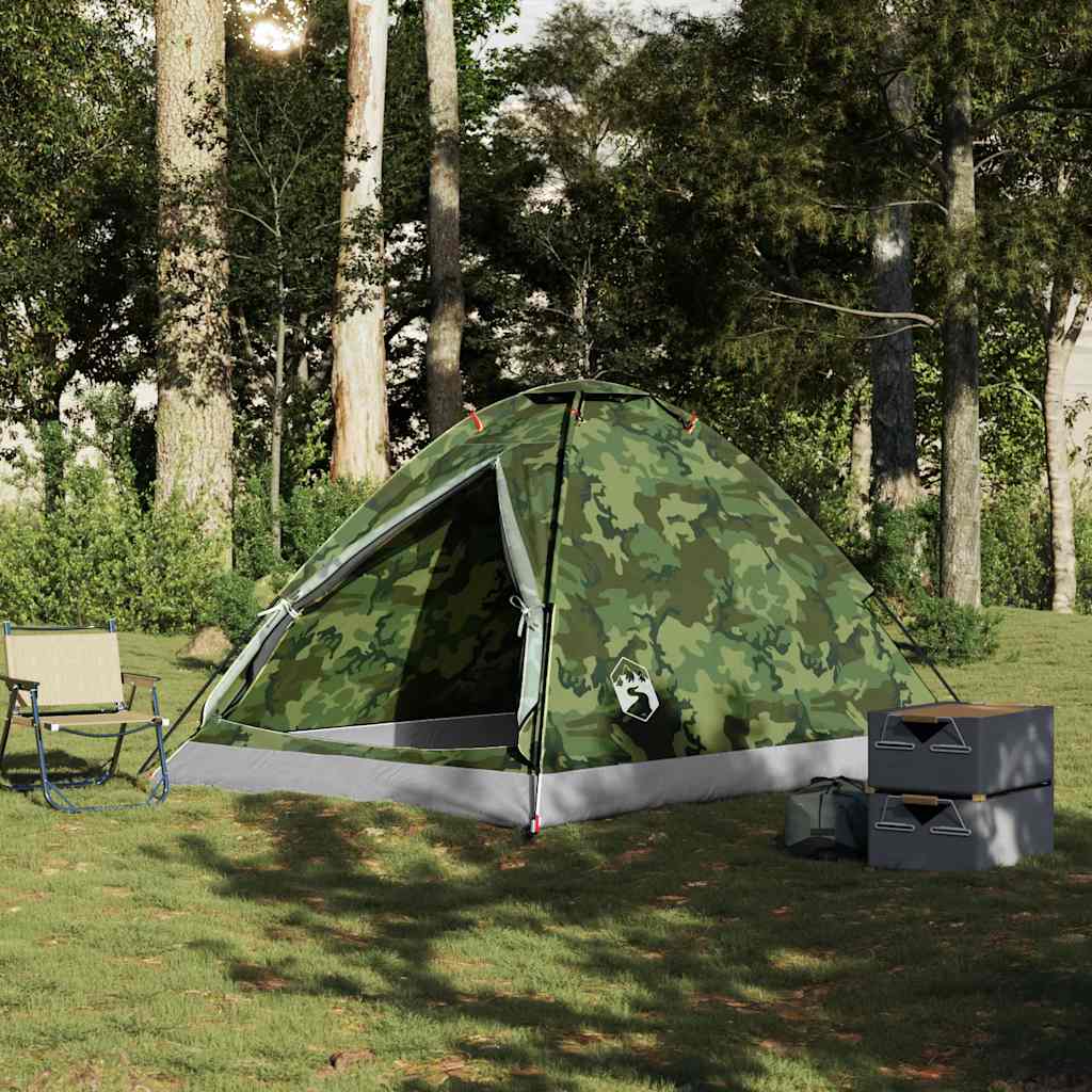 Kuppeltelt For Camping 4 Personer Kamuflasje Vanntett