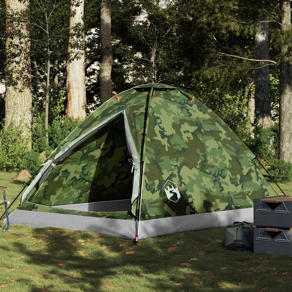 Kuppeltelt For Camping 4 Personer Kamuflasje Vanntett