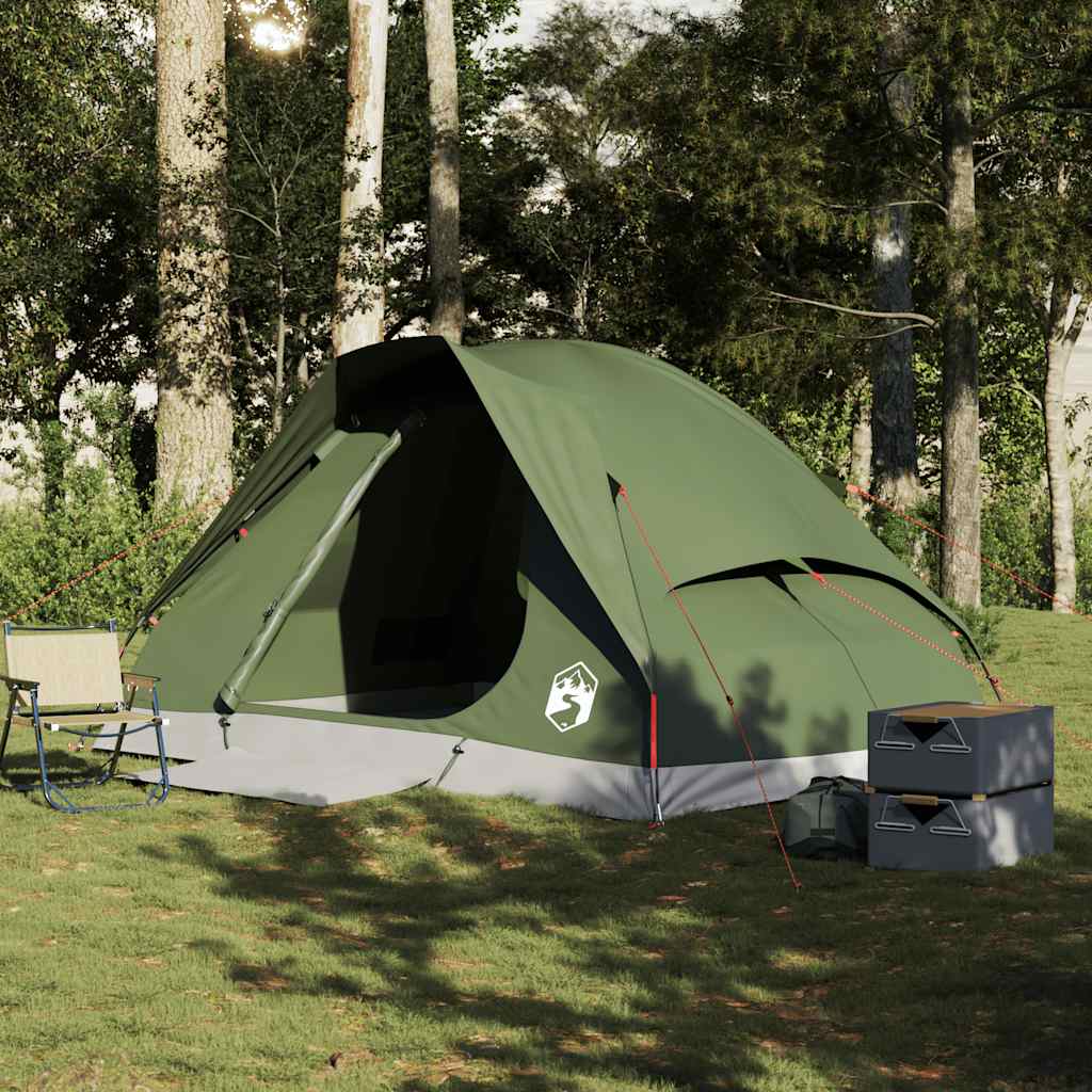 Kuppeltelt For Camping 4 Personer Olivengrønn Vanntett