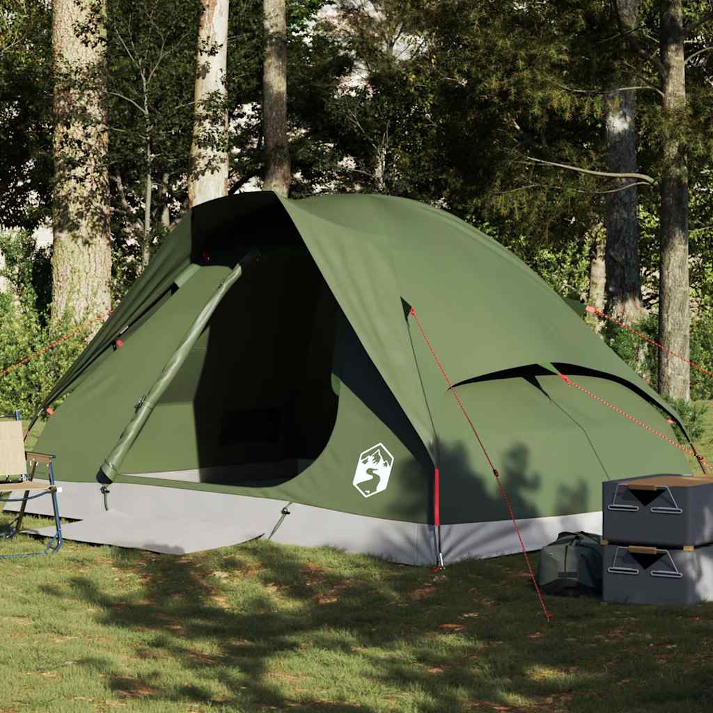 Kuppeltelt For Camping 4 Personer Olivengrønn Vanntett