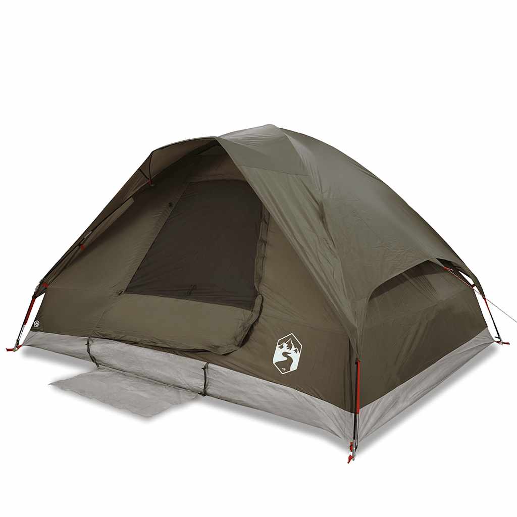 Kuppeltelt For Camping 4 Personer Brun Vanntett