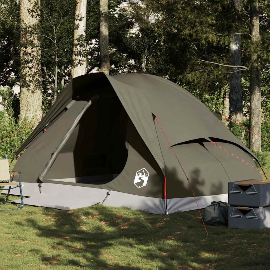 Kuppeltelt For Camping 4 Personer Brun Vanntett