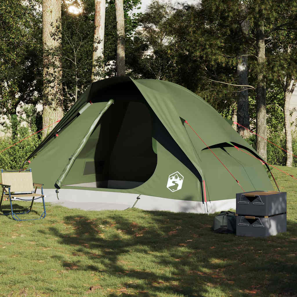 Kuppeltelt For Camping 6 Personer Olivengrønn Vanntett