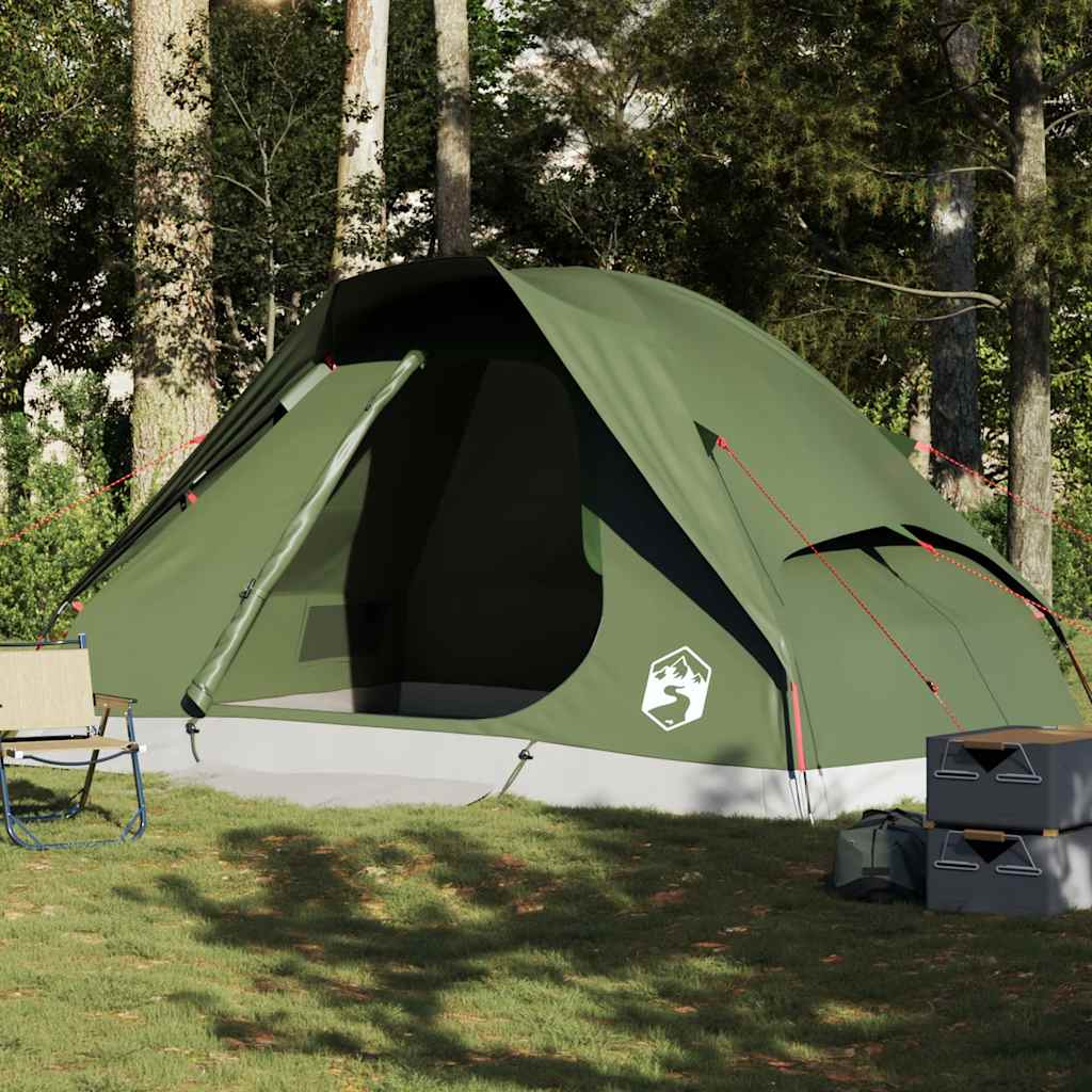 Kuppeltelt For Camping 6 Personer Olivengrønn Vanntett