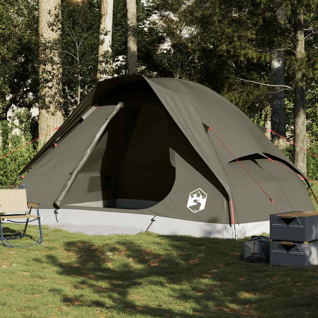 Kuppeltelt For Camping 6 Personer Brun Vanntett