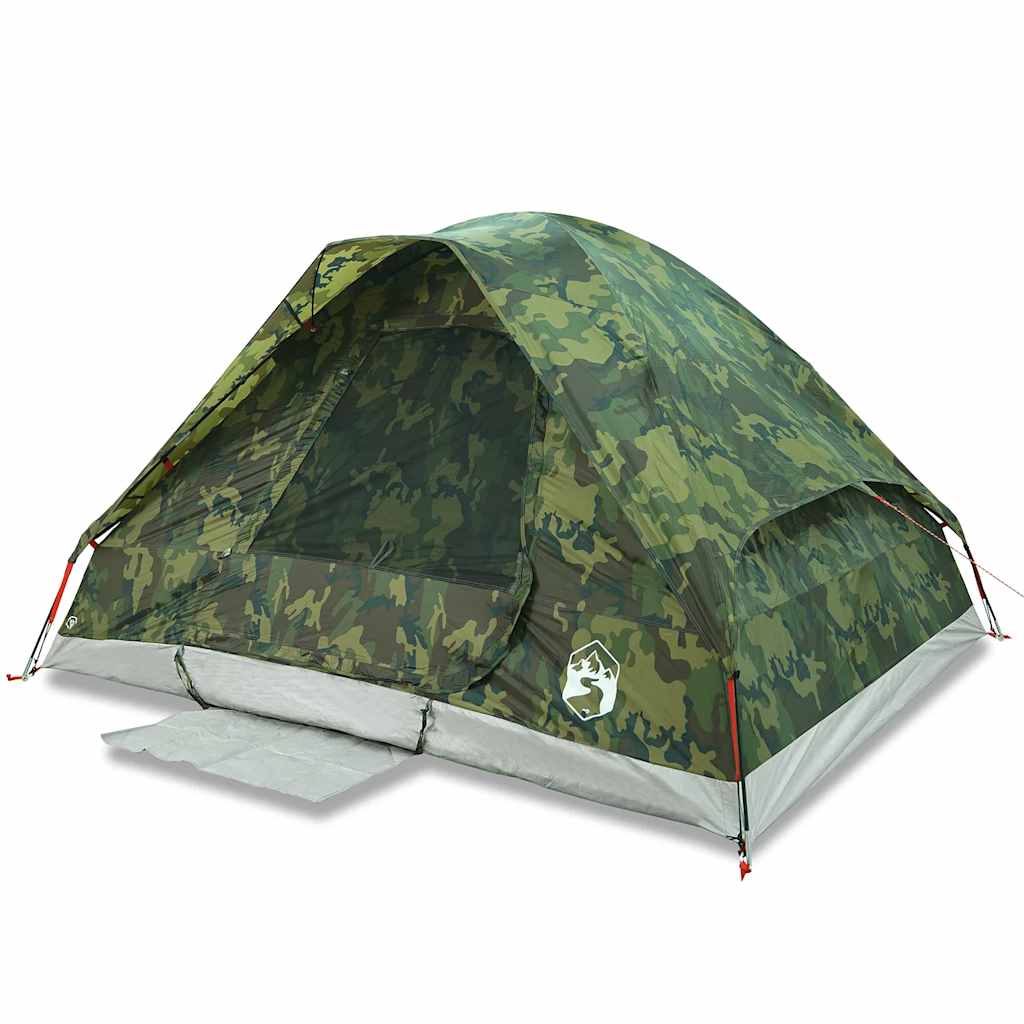 Kuppeltelt For Camping 6 Personer Kamuflasje Vanntett