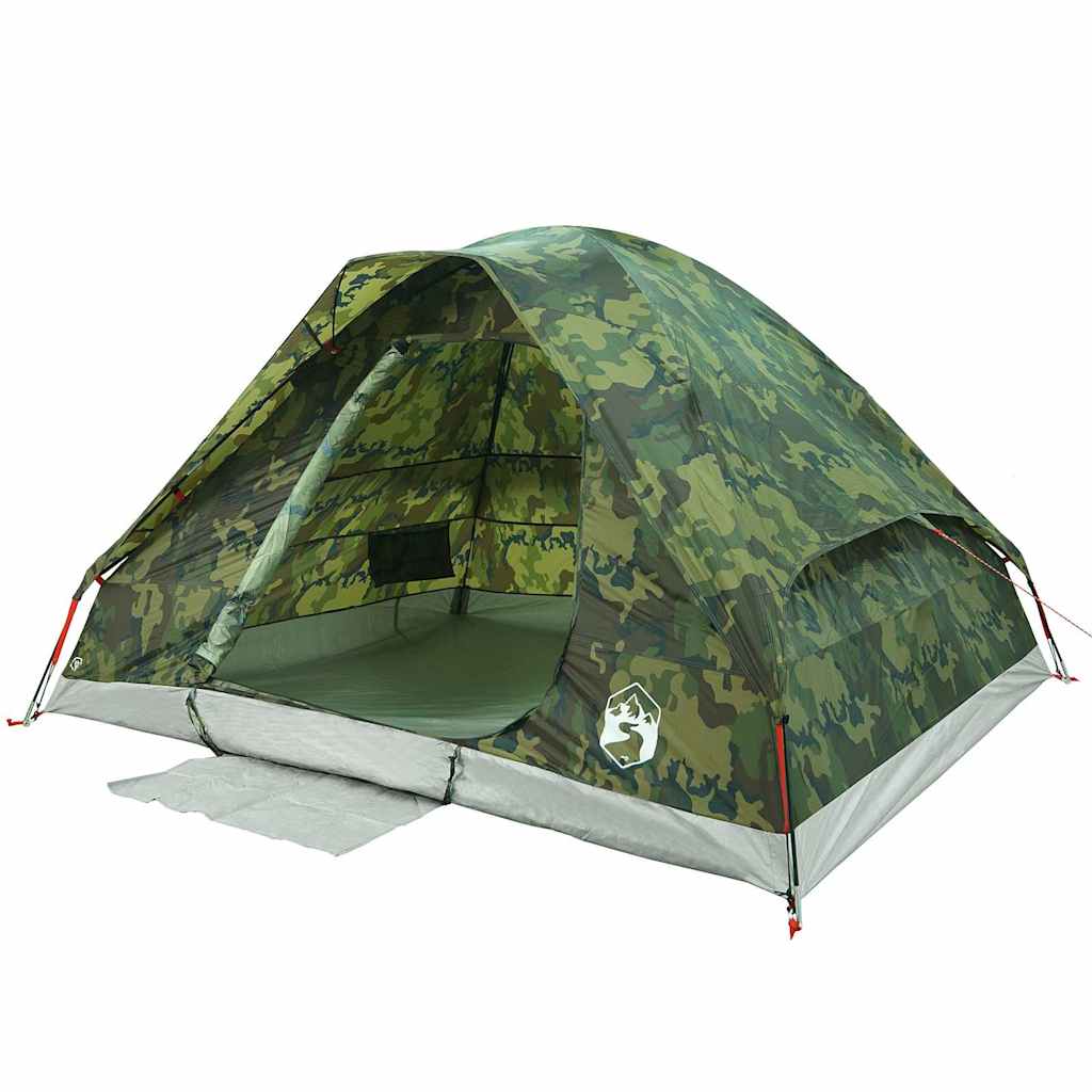 Kuppeltelt For Camping 6 Personer Kamuflasje Vanntett