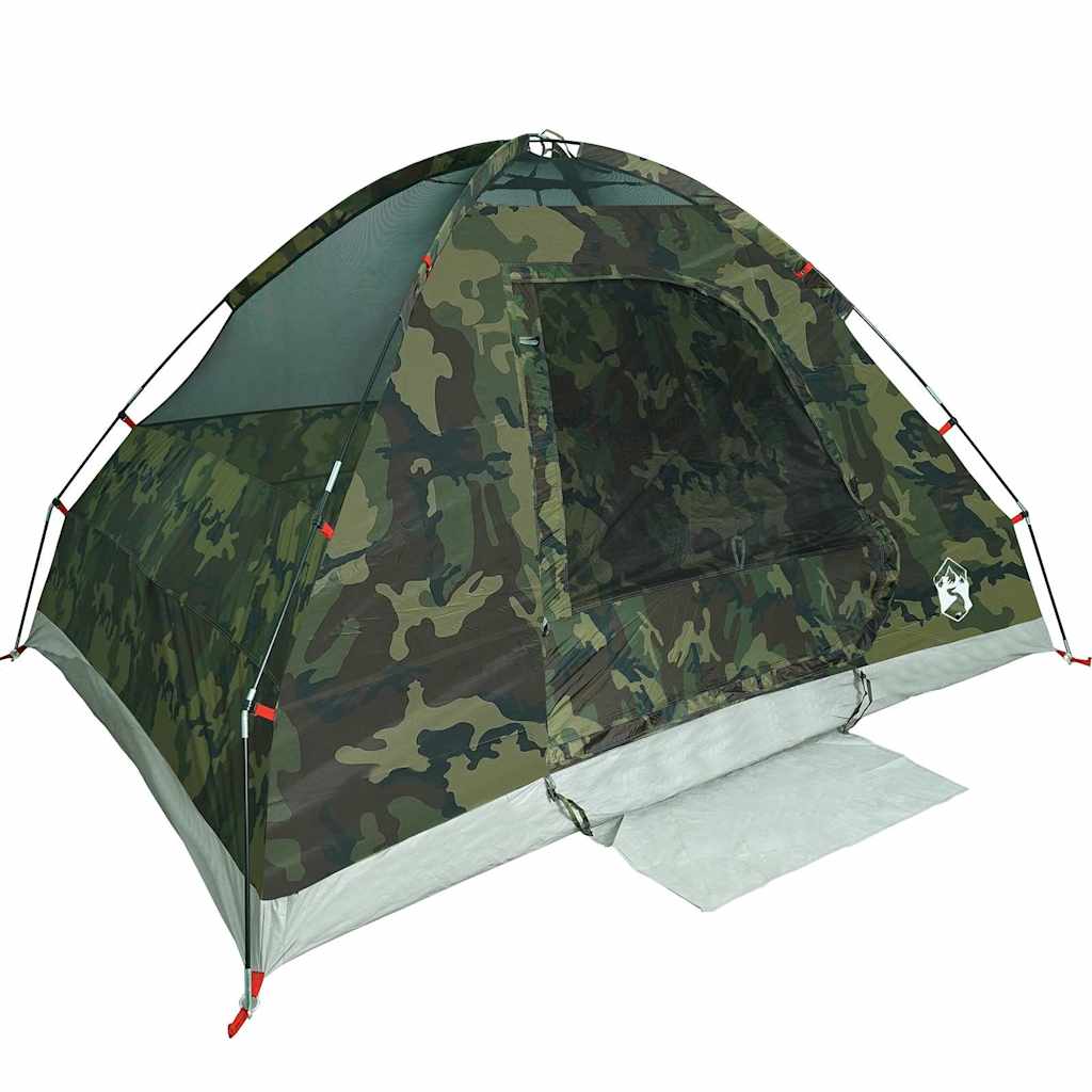 Kuppeltelt For Camping 6 Personer Kamuflasje Vanntett
