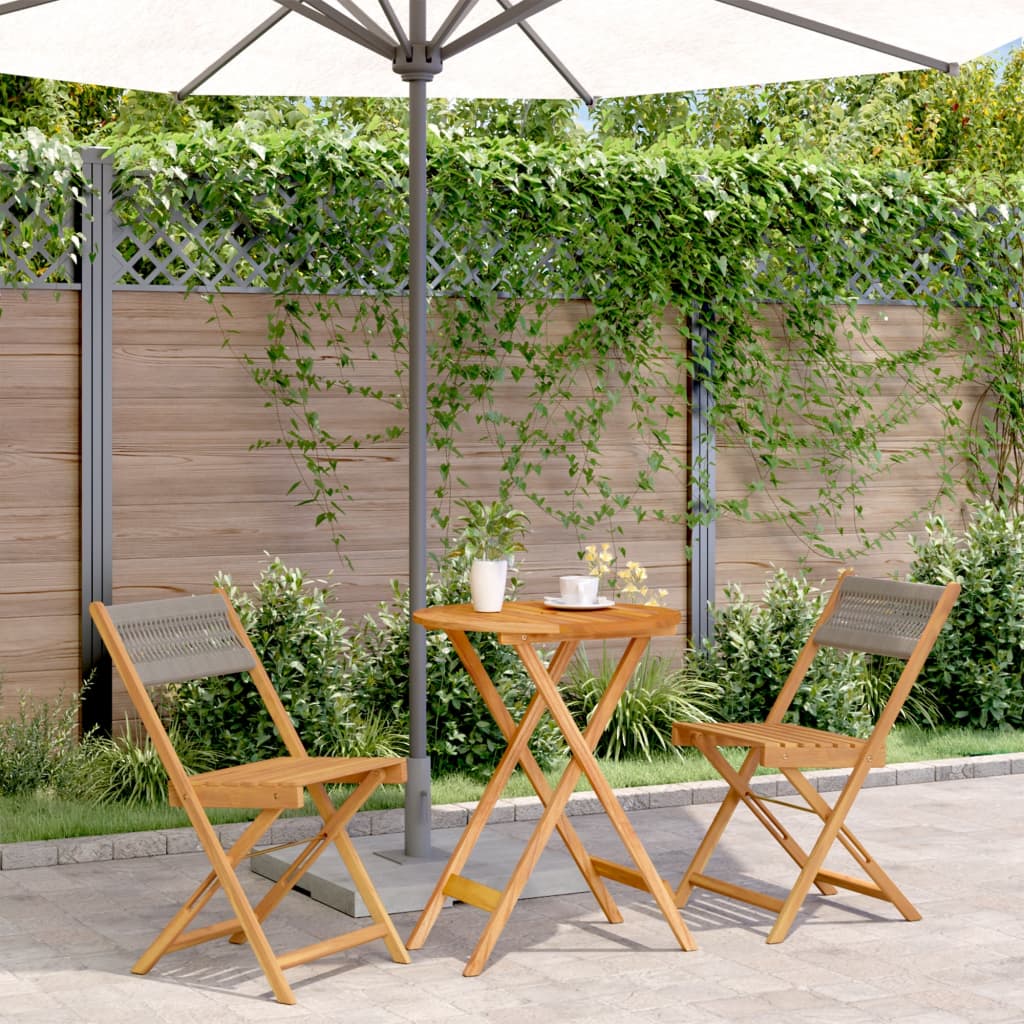 Bistrosett 3 Deler Grå Polypropylen Og Heltre