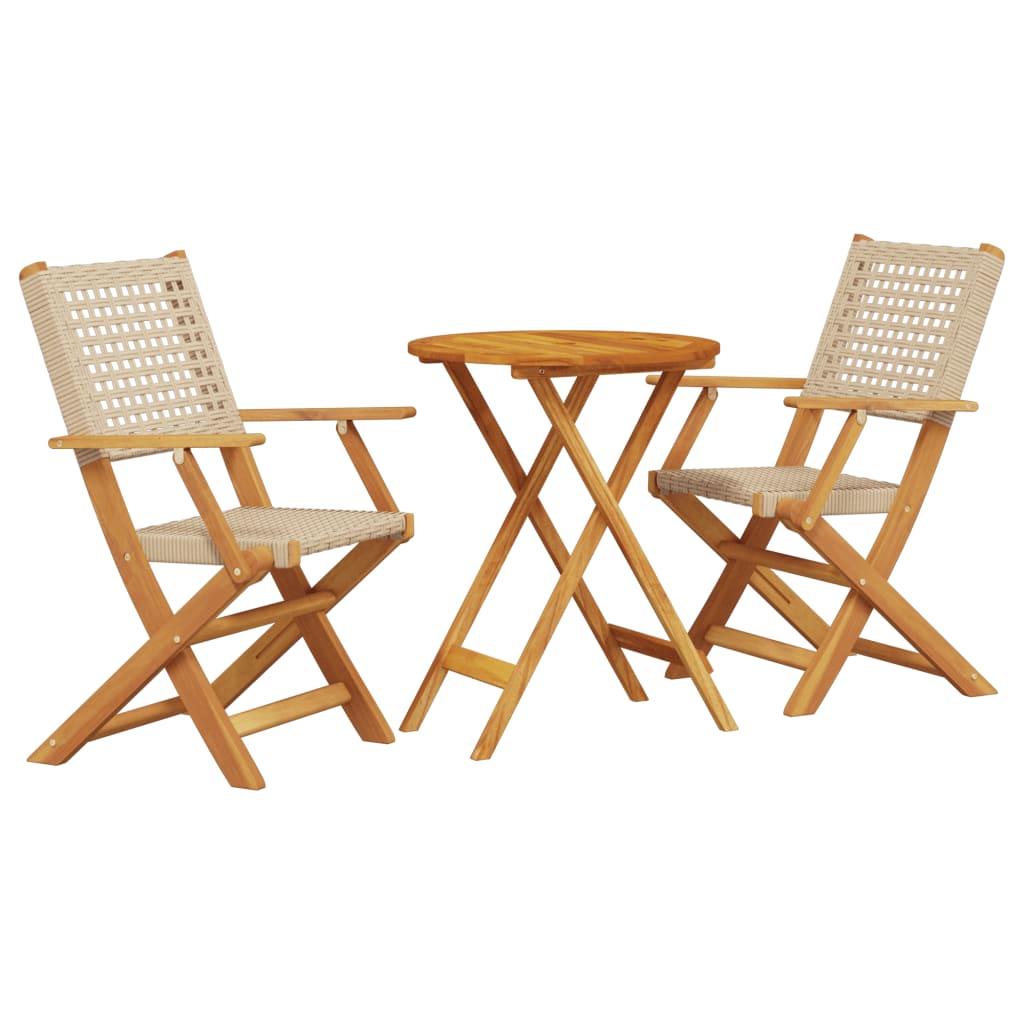Bistrosett 3 Deler Beige Polyrotting Og Heltre