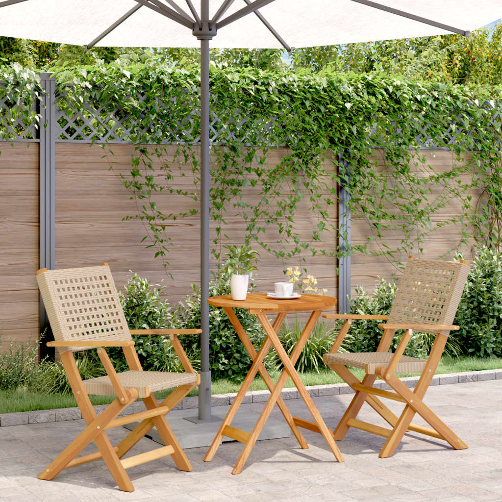 Bistrosett 3 Deler Beige Polyrotting Og Heltre
