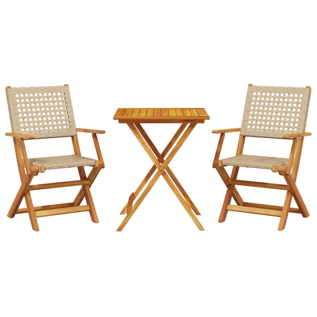 Bistrosett 3 Deler Beige Polyrotting Og Heltre
