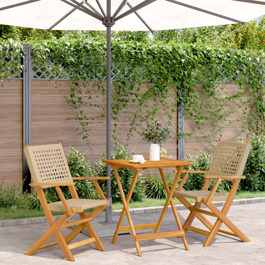 Bistrosett 3 Deler Beige Polyrotting Og Heltre