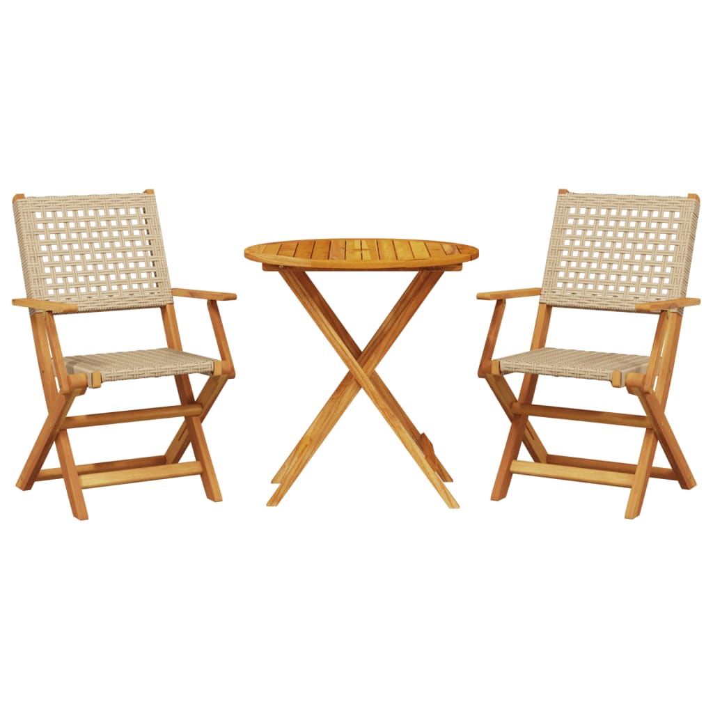Bistrosett 3 Deler Beige Polyrotting Og Heltre