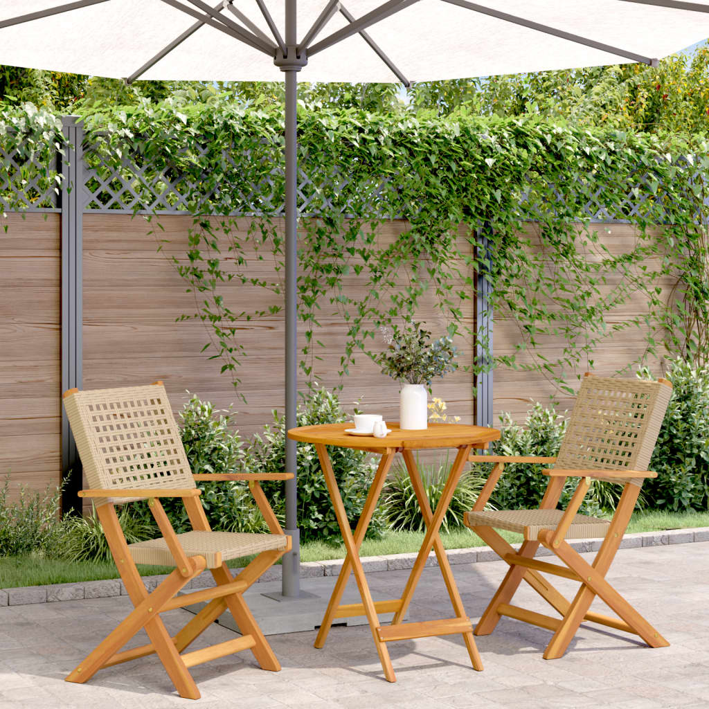 Bistrosett 3 Deler Beige Polyrotting Og Heltre