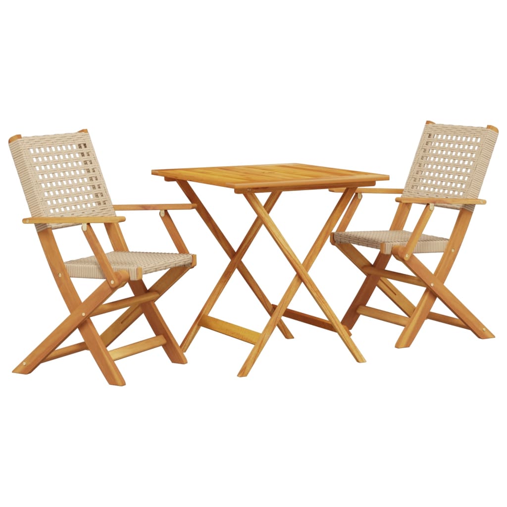 Bistrosett 3 Deler Beige Polyrotting Og Heltre