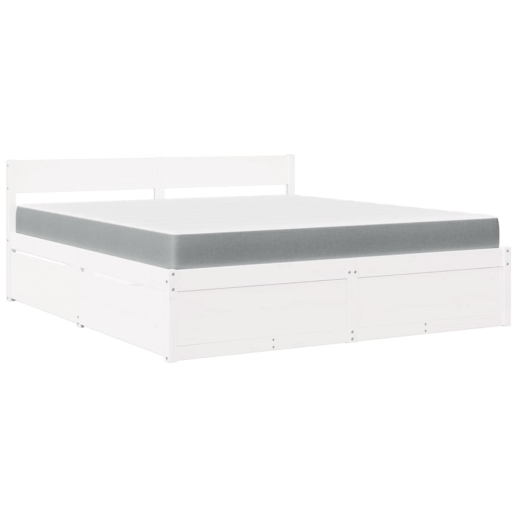 Seng Med Skuffer Og Madrass Hvit 180X200 Cm Heltre Furu