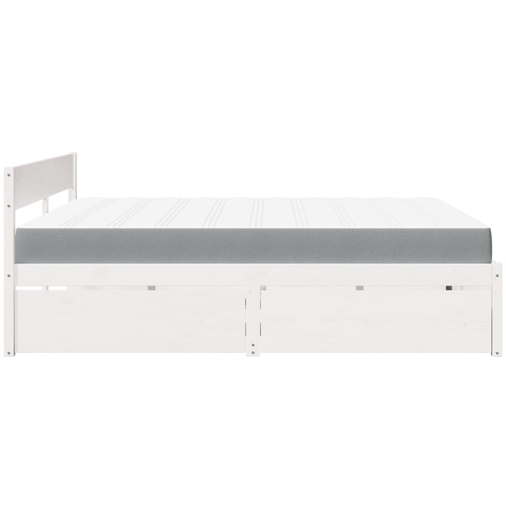 Seng Med Skuffer Og Madrass Hvit 180X200 Cm Heltre Furu