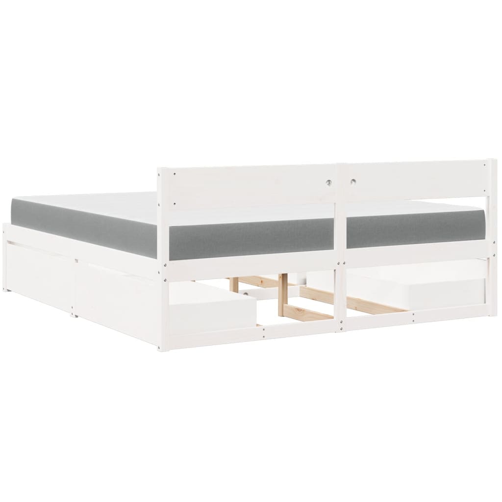 Seng Med Skuffer Og Madrass Hvit 180X200 Cm Heltre Furu