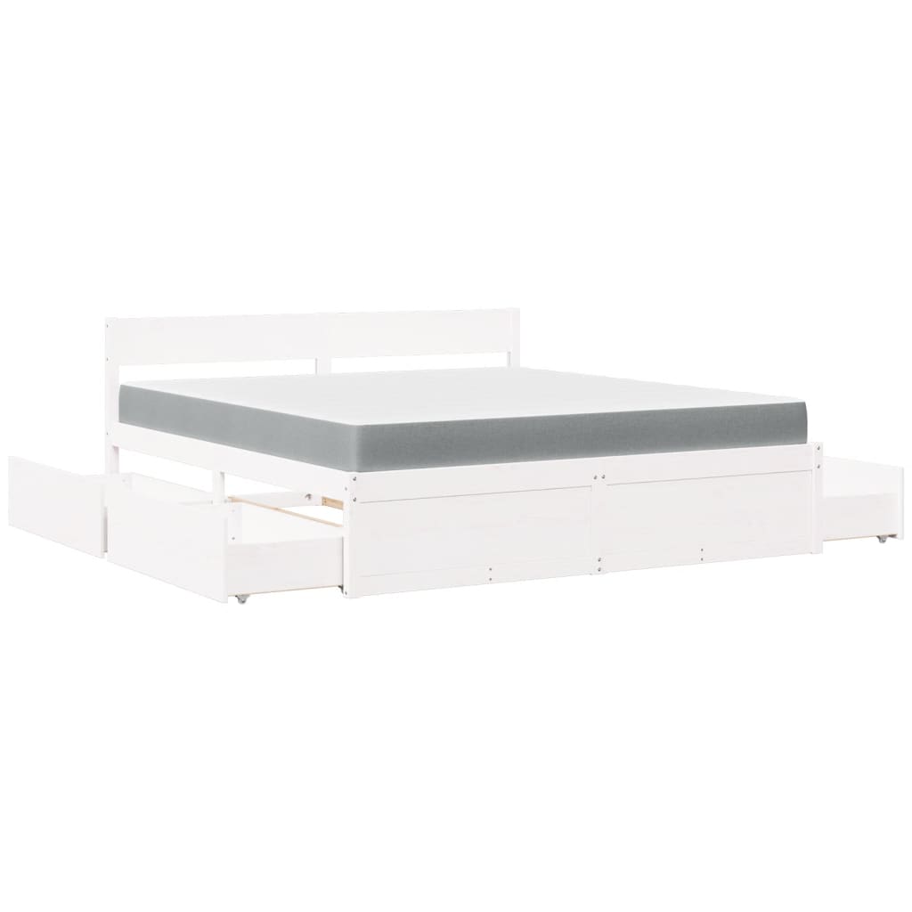 Seng Med Skuffer Og Madrass Hvit 180X200 Cm Heltre Furu