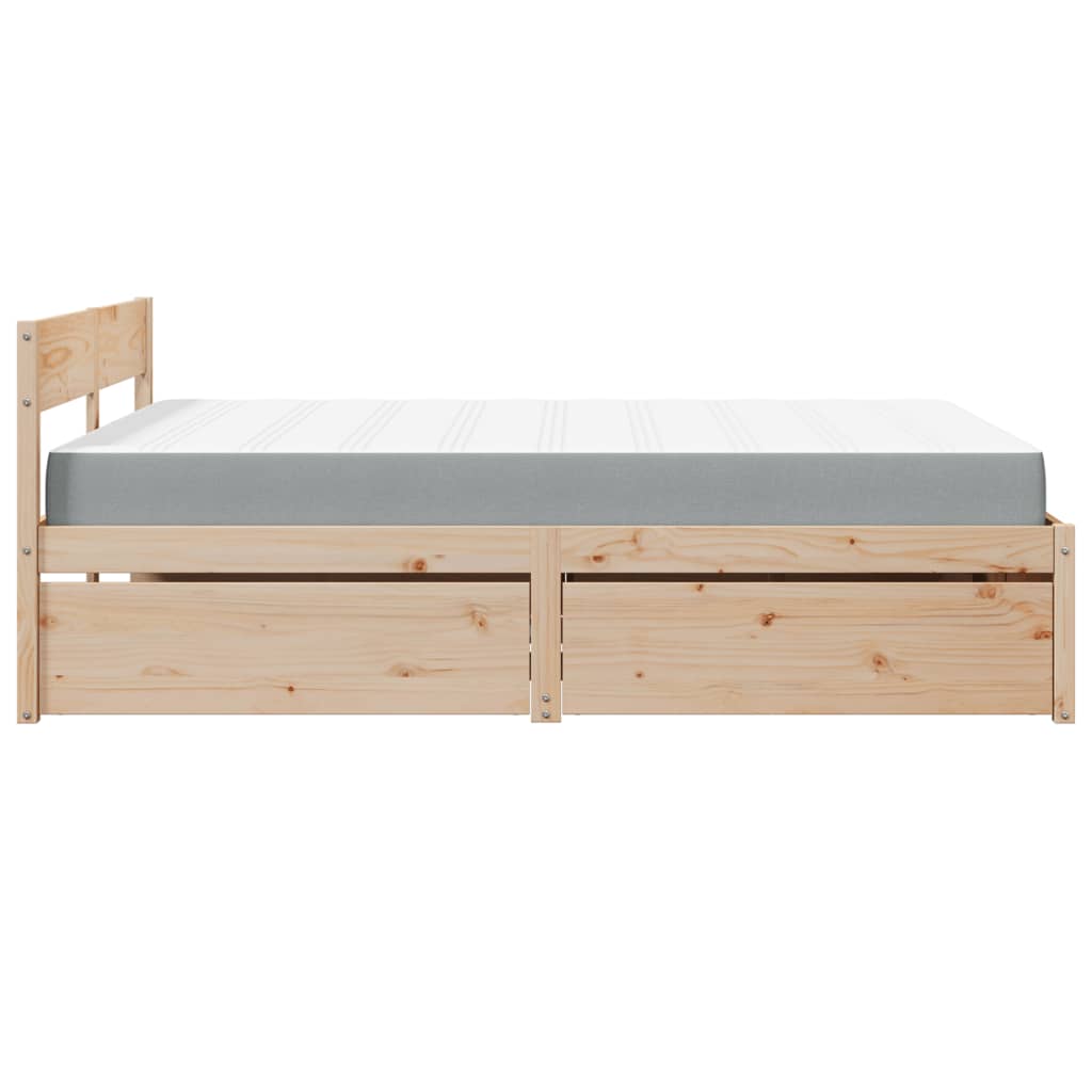 Seng Med Skuffer Og Madrass 140X200 Cm Heltre Furu