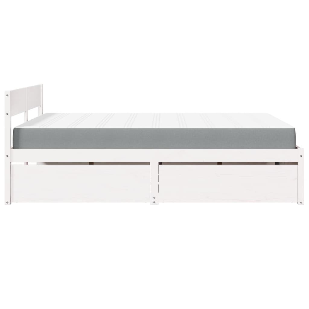 Seng Med Skuffer Og Madrass Hvit 140X200 Cm Heltre Furu