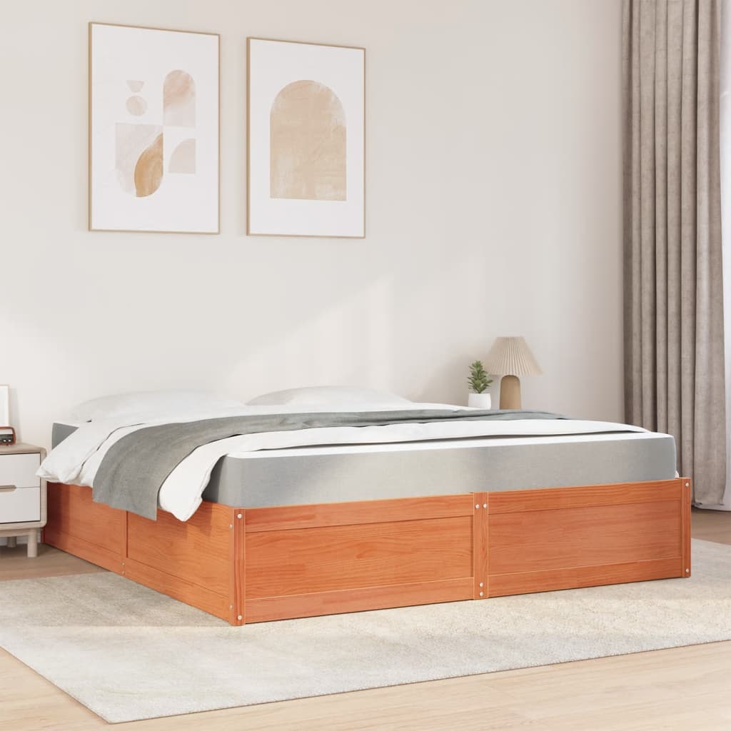 Seng Med Madrass Voksbrun 180X200 Cm Heltre Furu