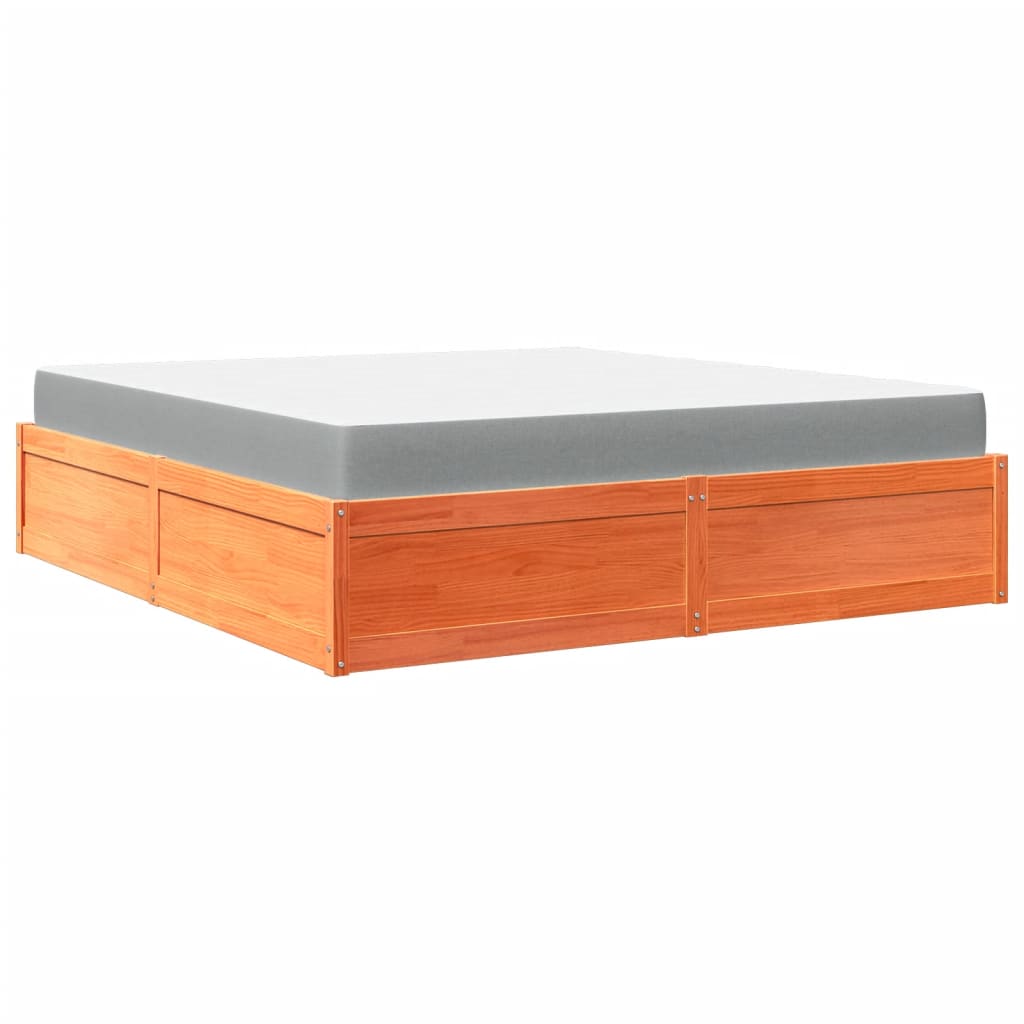Seng Med Madrass Voksbrun 180X200 Cm Heltre Furu