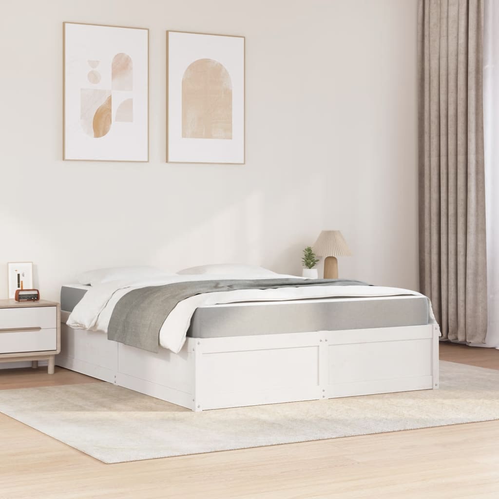Seng Med Madrass Hvit 140X200 Cm Heltre Furu