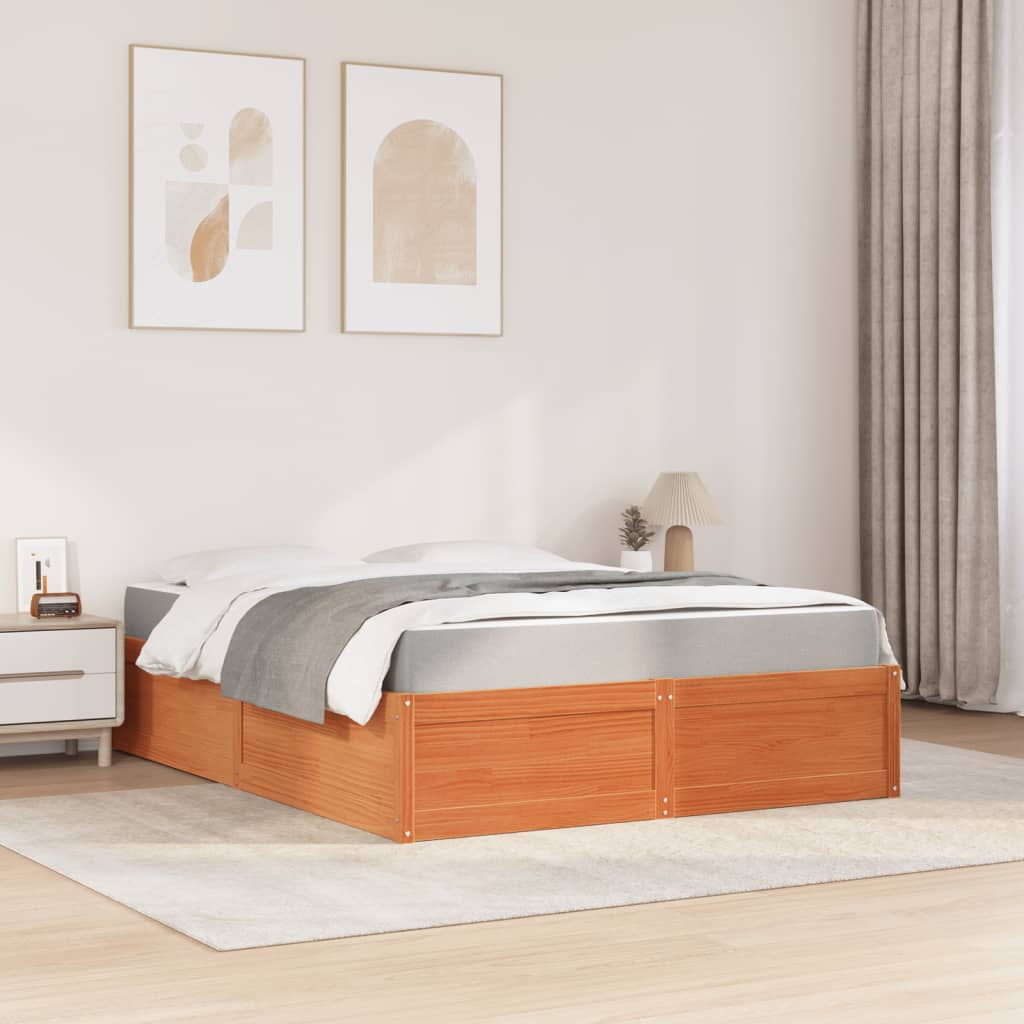 Seng Med Madrass Voksbrun 140X200 Cm Heltre Furu